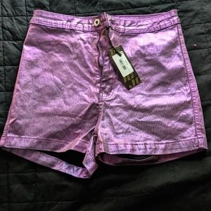 NWT Metallic purple high waisted shorts